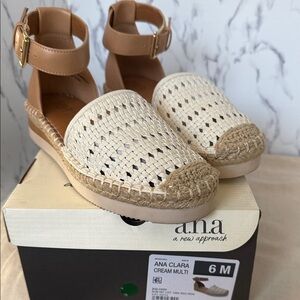 a.n.a Women's Tan and Cream Espadrille Shoes